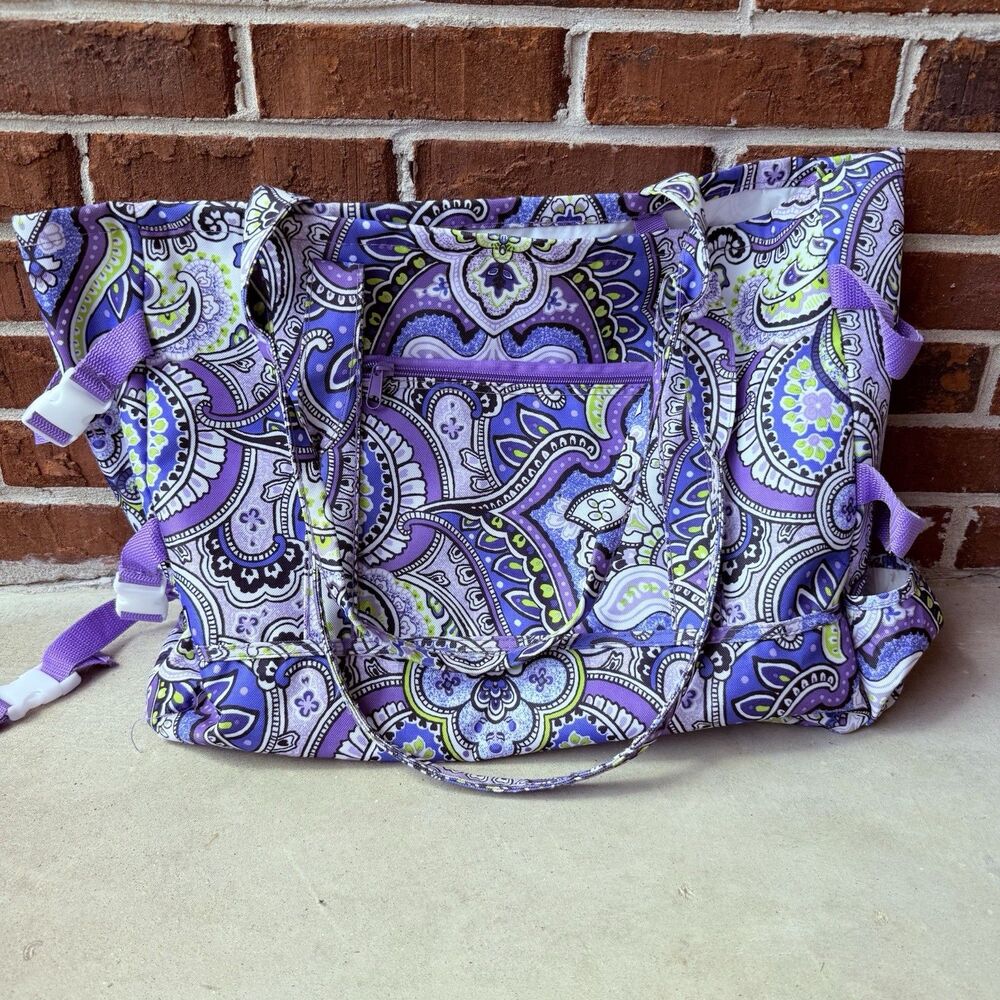 Laura Ashley Seaside Beach Tote Purple Green Paisley Travel Bag
